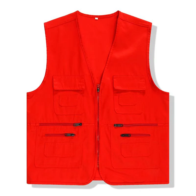 C% Reflective incrassatis Tres-Pocket Zipper Vest